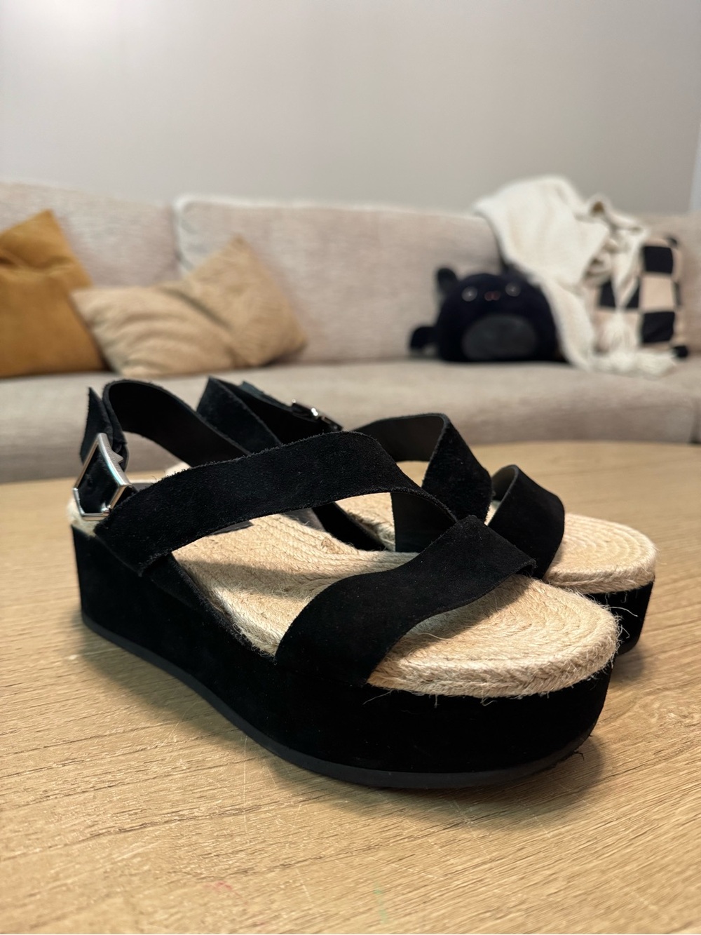 rag & bone Black Suede Platform Espadrille Sandals